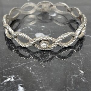 Brighton Bracelet Bangle Twisted Rope Silver Plate Crystal Bling Boho